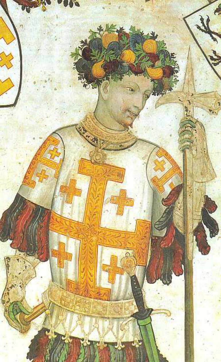 Manfred I of Saluzzo depicted as Godfrey of Bouillon, fresco by Giacomo Jaquerio, 1420 by Georgia Levan Ramishvili from Tbilisi