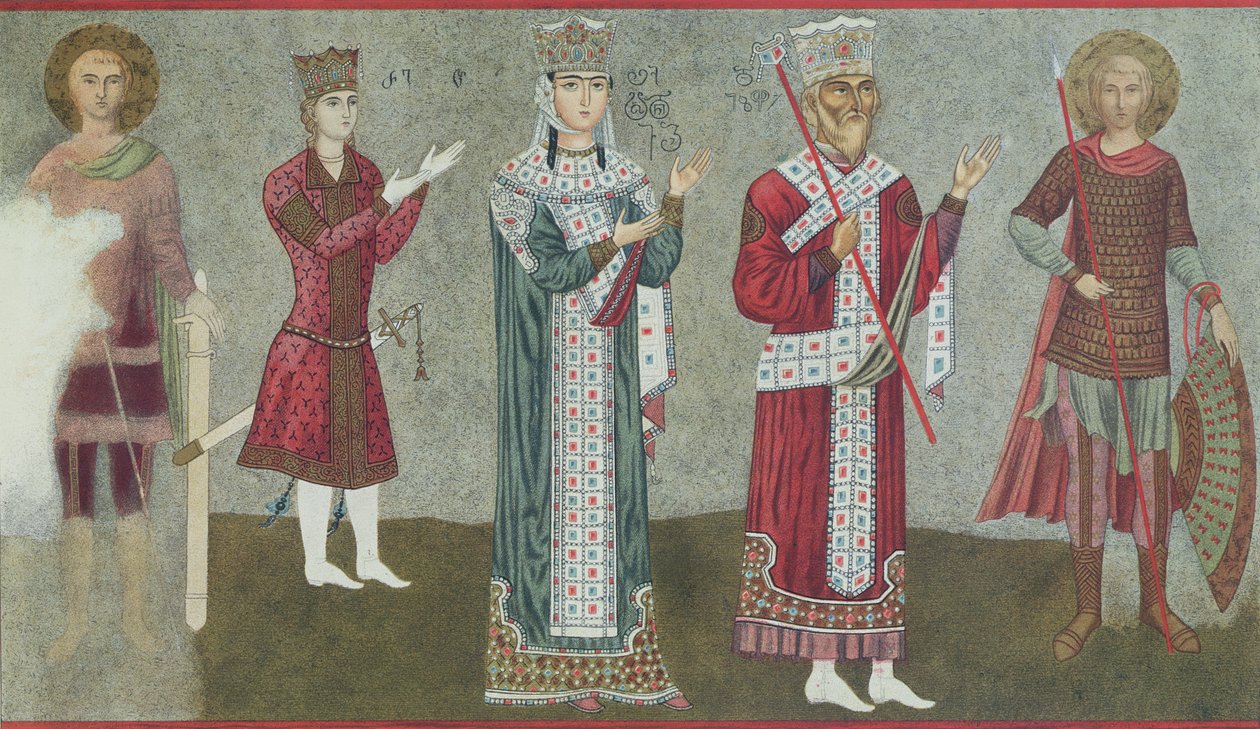 Copy of a fresco depicting Queen Thamar and her father King Grigori III by Georgian School