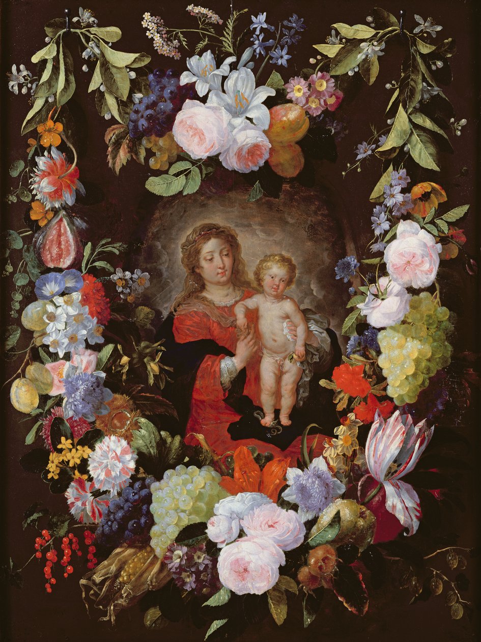 The Virgin and Child with a Garland of Flowers by Gerard Seghers