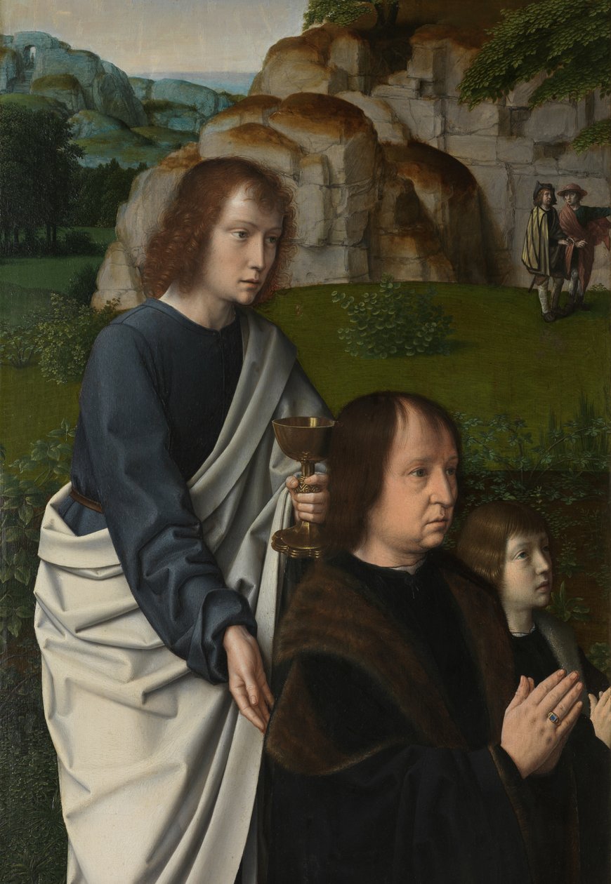 (detail) left panel of the Baptism of Christ, c.1502-08 by Gerard David