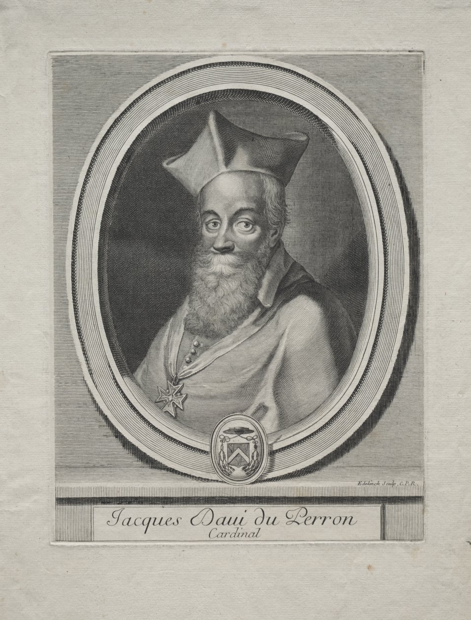 Cardinal Jaques Davey Duperron by Gérard Edelinck