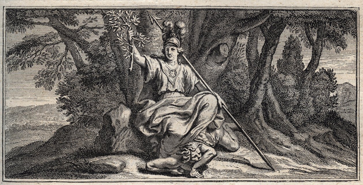 Minerva Slaying Discord (engraving by Gerard Edelinck after Daniel Halle) by Gérard Edelinck