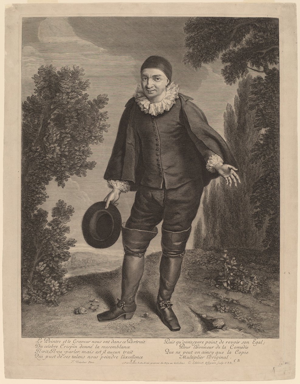Raimond Poisson as Crispin by Gerard Edelinck after Theodor Netscher