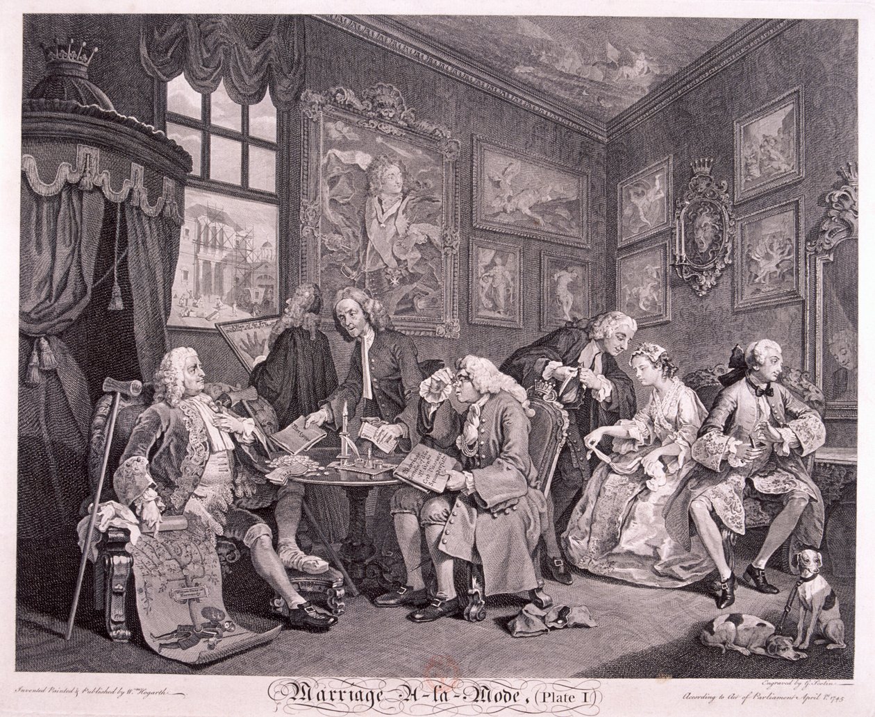 Marriage a la Mode, Plate I by Gerard Jean Baptiste Scotin