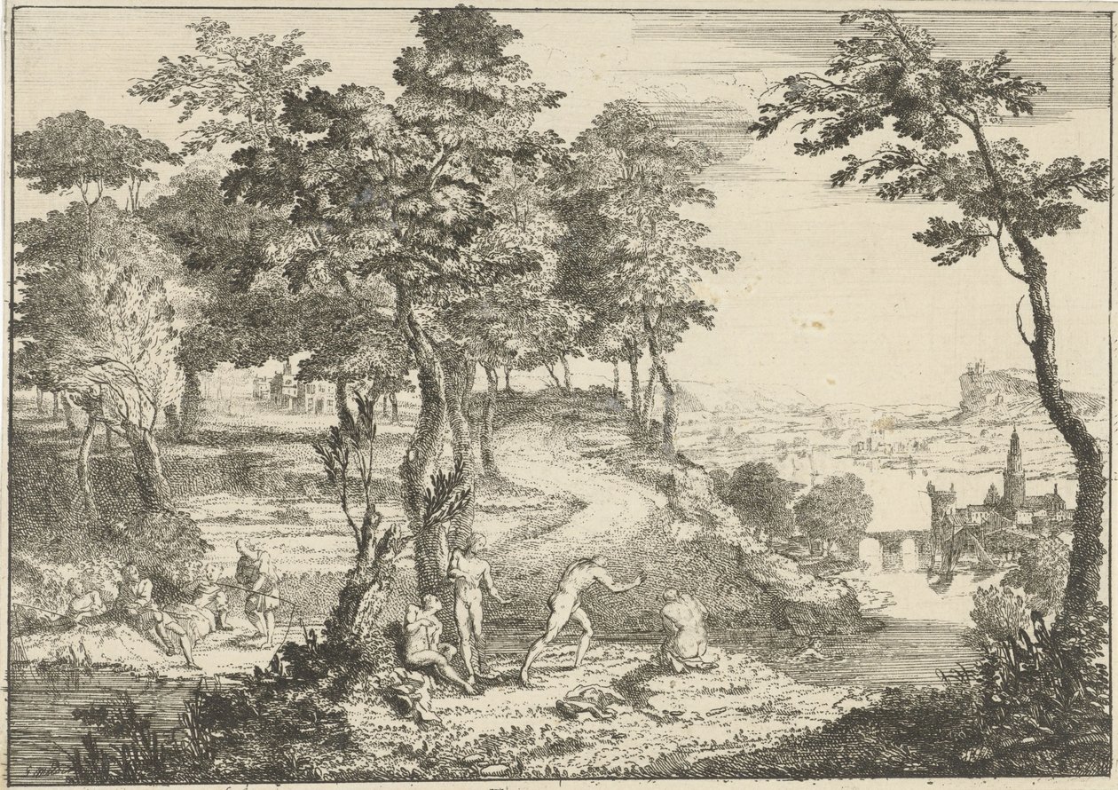 Landscape with Bathers and Anglers by Gerard Melder