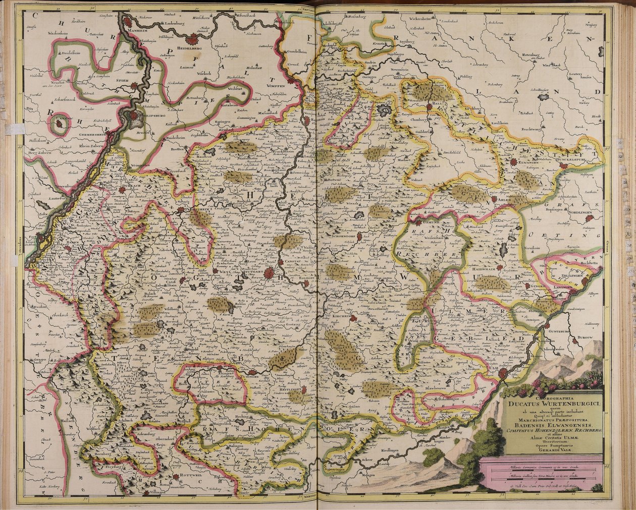 Chorography of the Duchy of Württemberg and Surrounding Areas by Gerard Valck