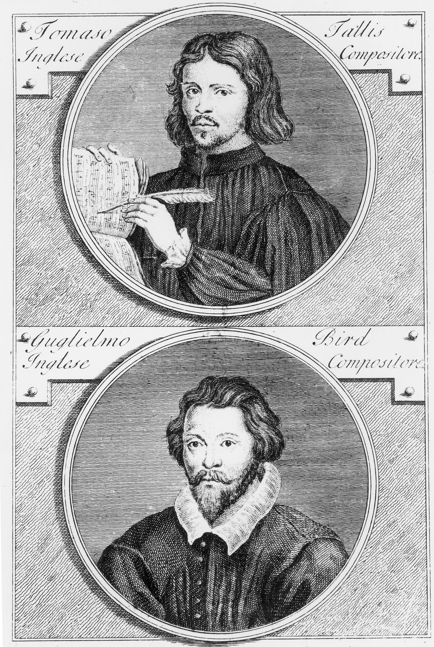 Thomas Tallis and William Byrd, engraved by Niccolo Francesco Haym by Gerard Vandergucht