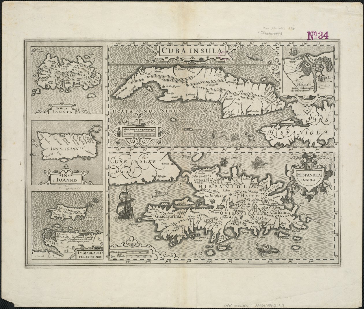 Cuba Insula ; Hispaniola Insula, Engraved by Hendrik Hondius by Gerard after Mercator