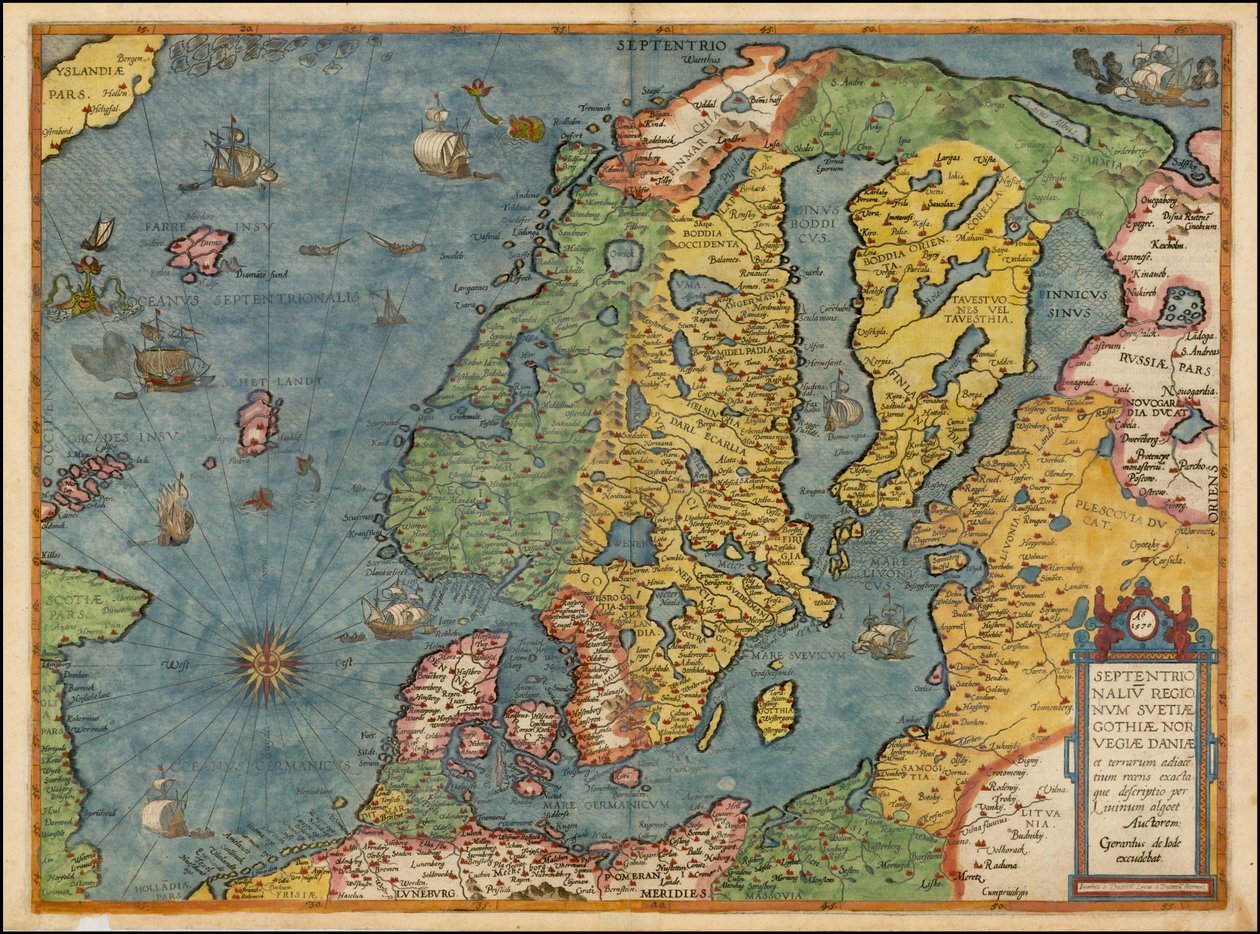 1593 Map of Northern Europe by Gerard de Jode