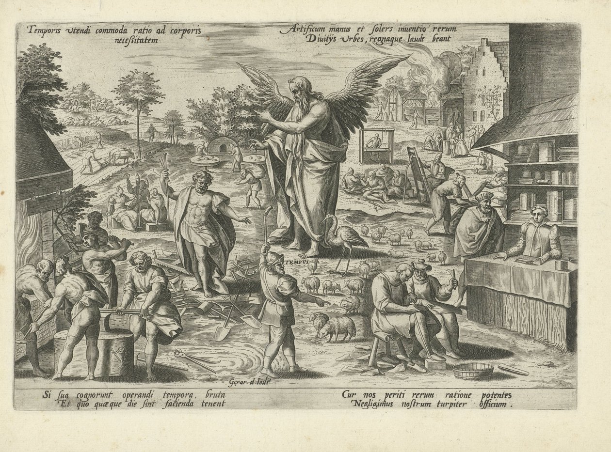 Father Time Amid Scenes of Human Occupations and Activities by Gerard de Jode