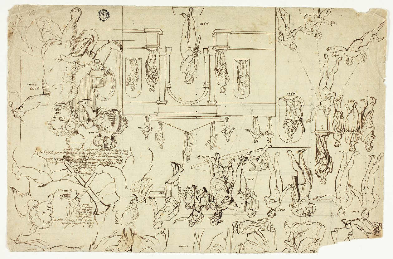 Copies after Illustrations of Statues and Paintings; Measurements for a Man