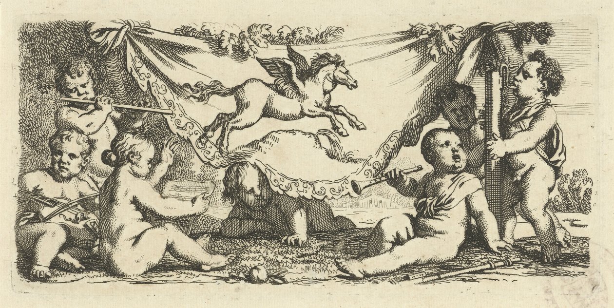 Putti Making Music with Pegasus by Gerard de Lairesse
