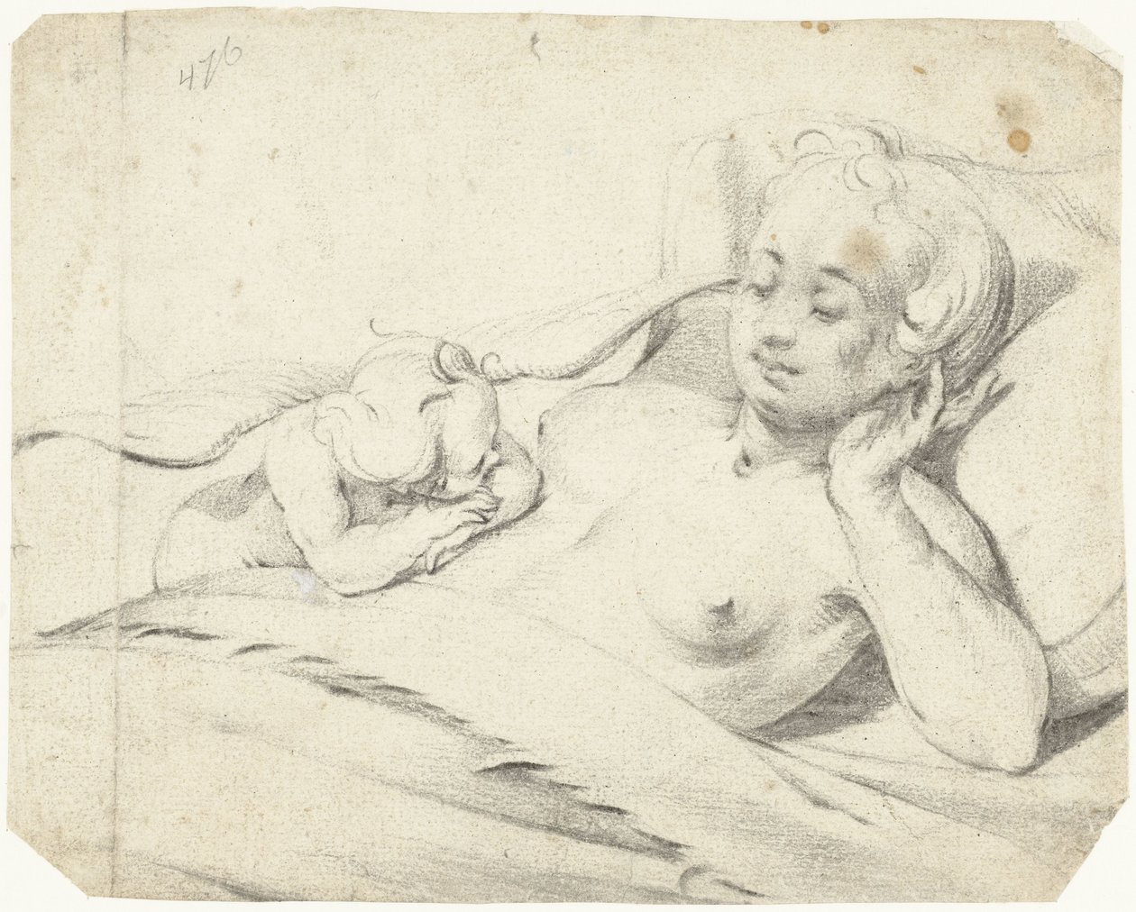 Venus in Bed with Watching Cupid by Gerard ter Borch (I)