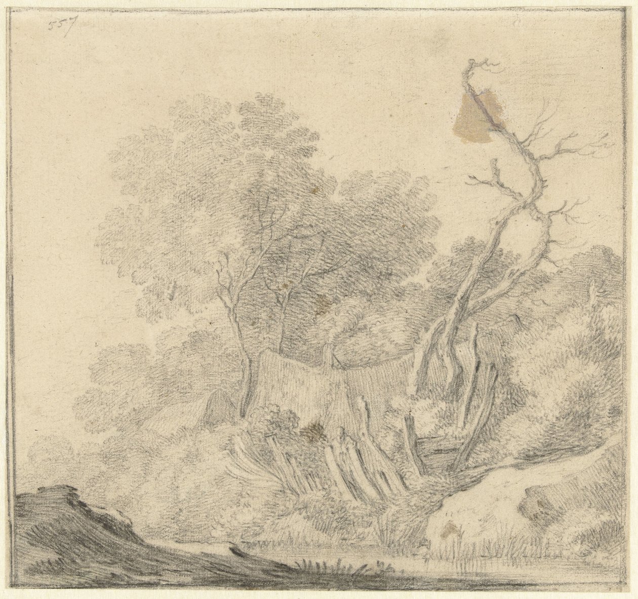 Houses Between Trees by Water by Gerard ter Borch (II) (possibly)