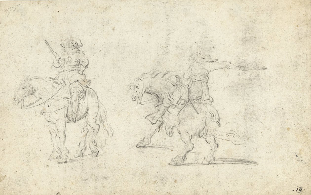 Two Soldiers on Horseback by Gerard ter Borch (II) (possibly)