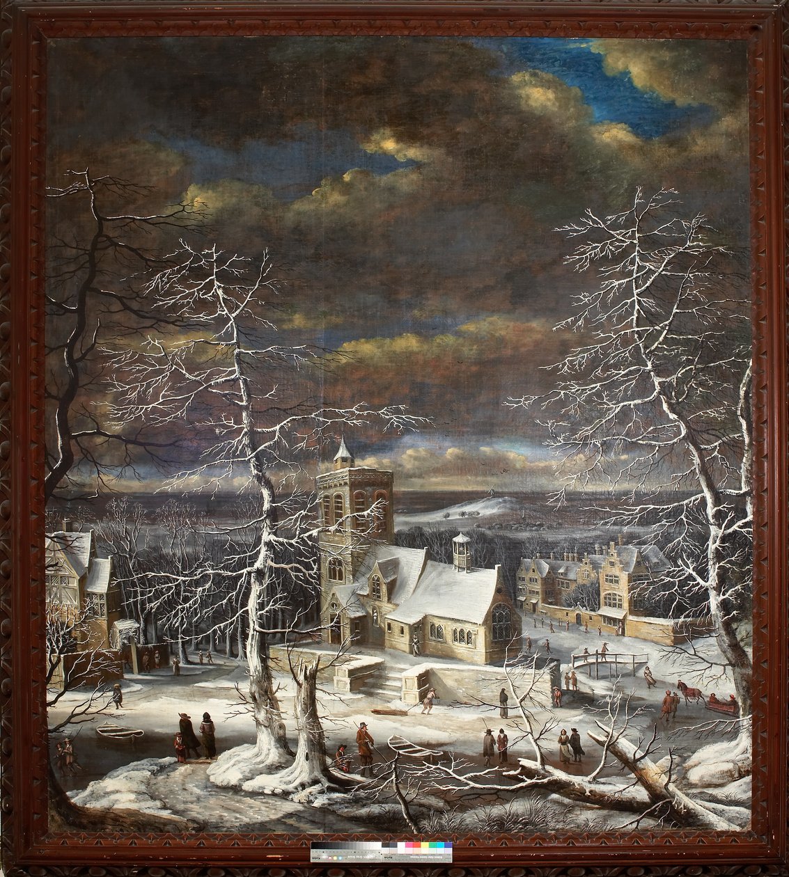 A Village in Winter with Figures on the Ice by Gerard van Edema