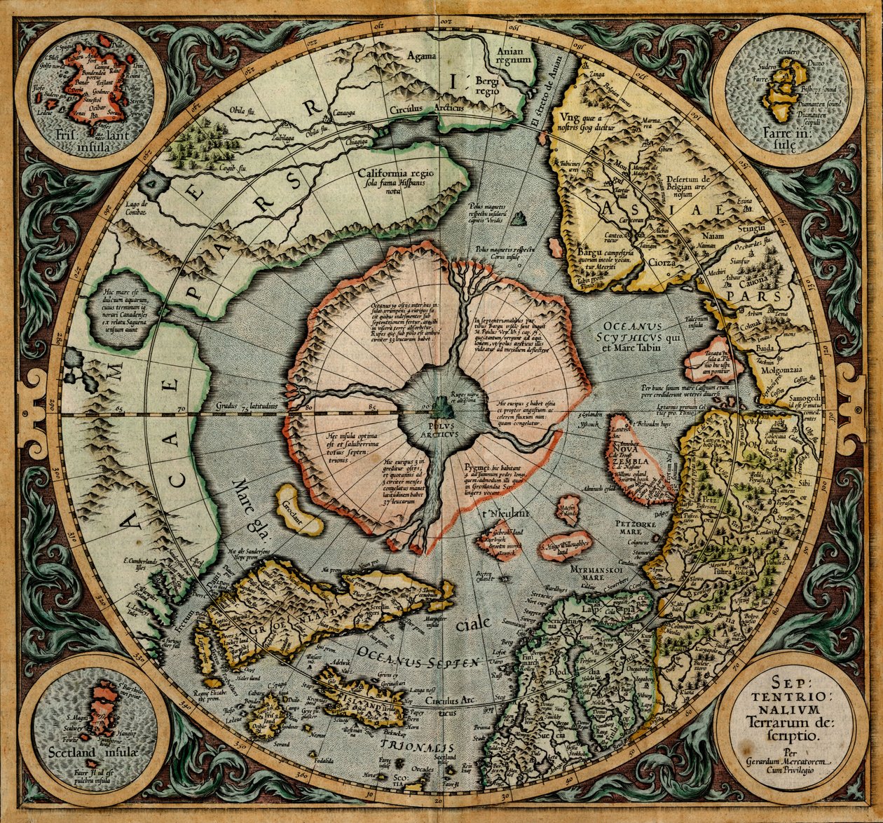 Septentrionalium Terrarum Descriptio, c.1595 by Gerardus (after) Mercator