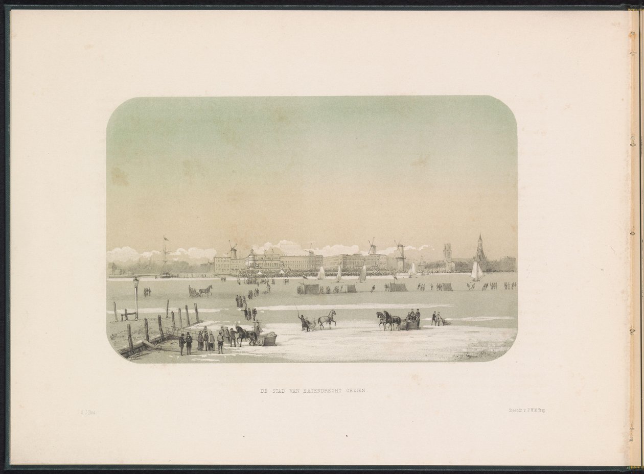 Ice Fun on the Maas in Rotterdam, Seen from Katendrecht, 1855 by Gerardus Johannes Bos