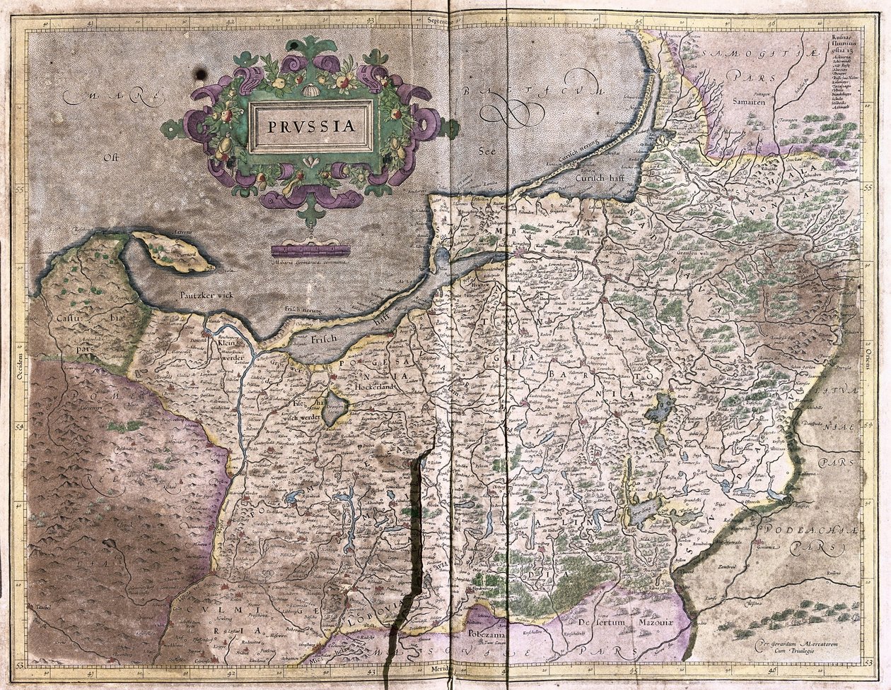 Antique map of Poland - today Lithuania by Gerardus Mercator