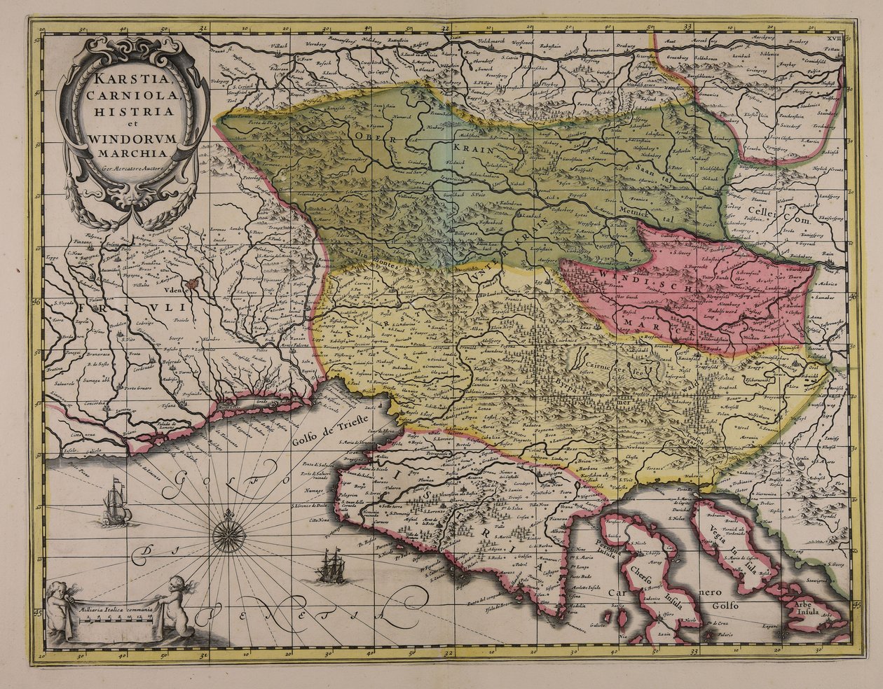 Karstia, Carniola, Histria and Windic March by Gerardus Mercator
