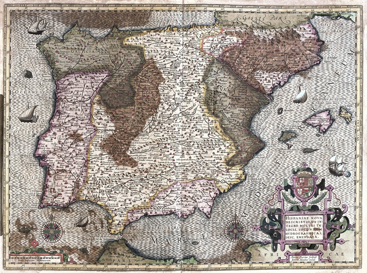 Spain (engraving) by Gerardus Mercator