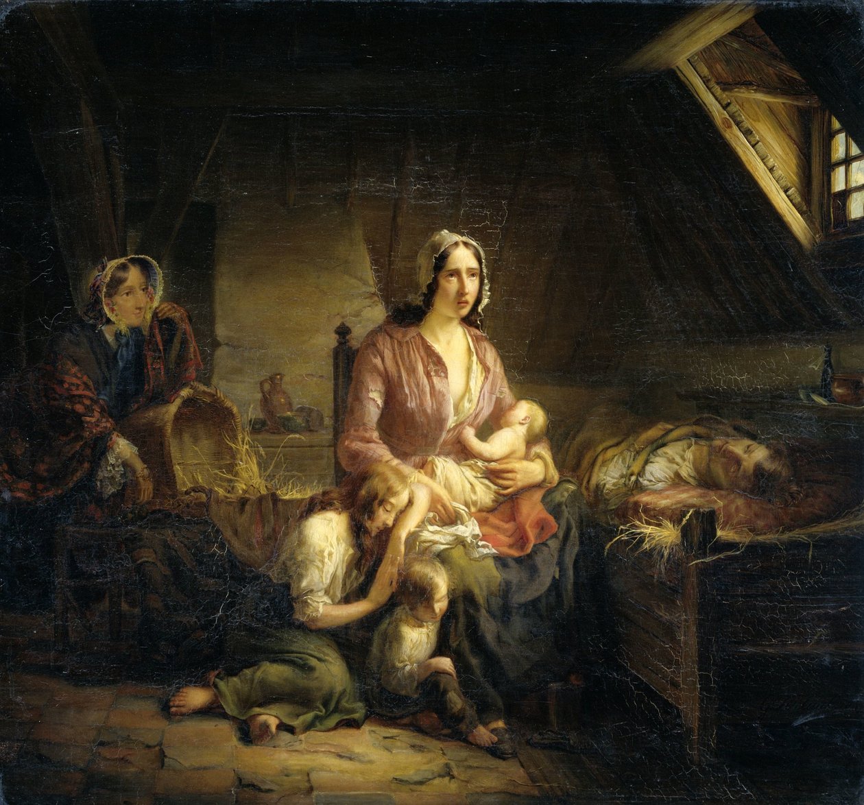 A Rich Lady Visits a Poor Family by Gerardus Terlaak