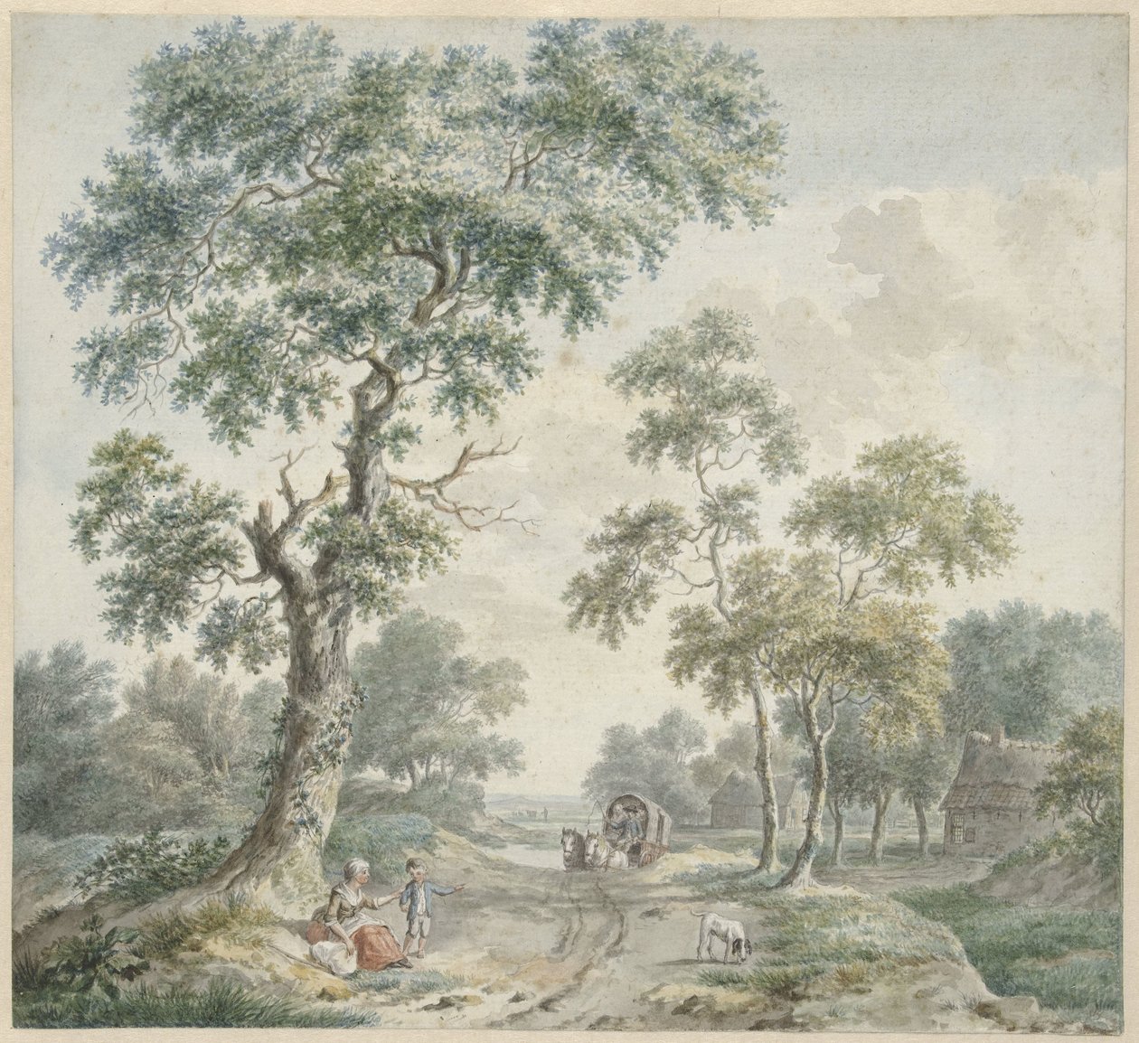 Forest Edge with Farmhouses and a Sandy Path by Gerardus Wieringa