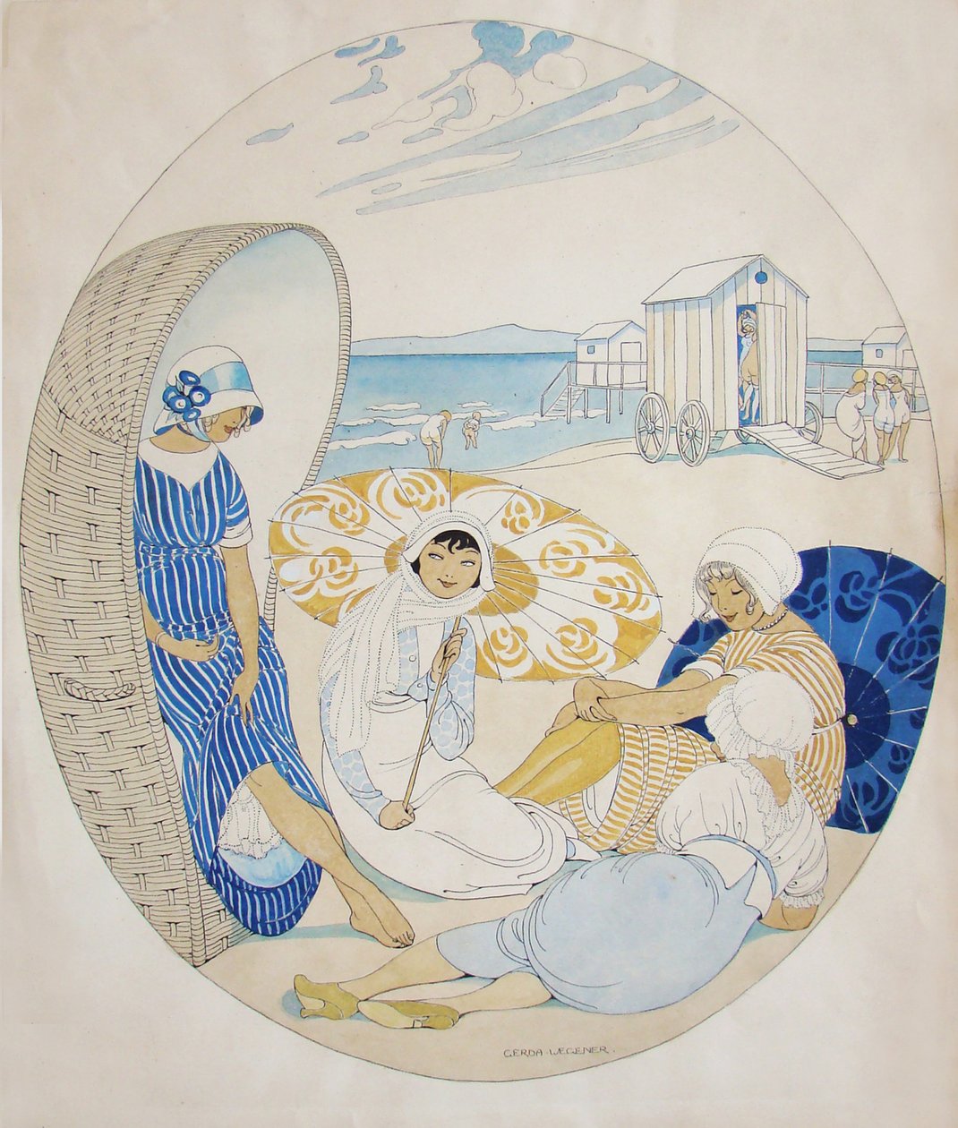 Chatting on the Danish Beach by Gerda Wegener