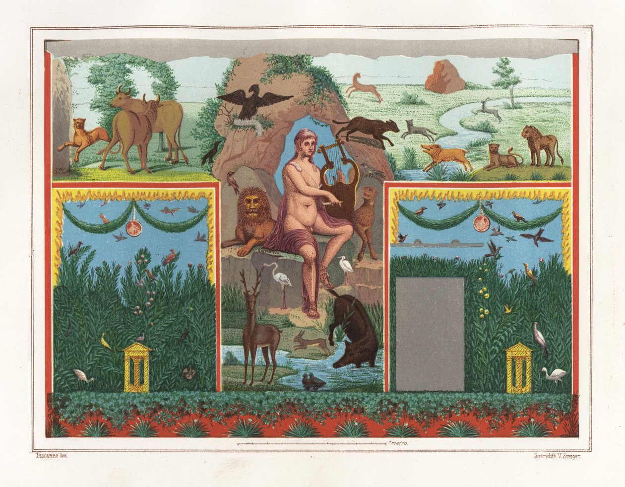Wall painting of Orpheus with lyre from the viridarium (garden) of the House of Vesonius Primus, a fuller by Geremia Discanno
