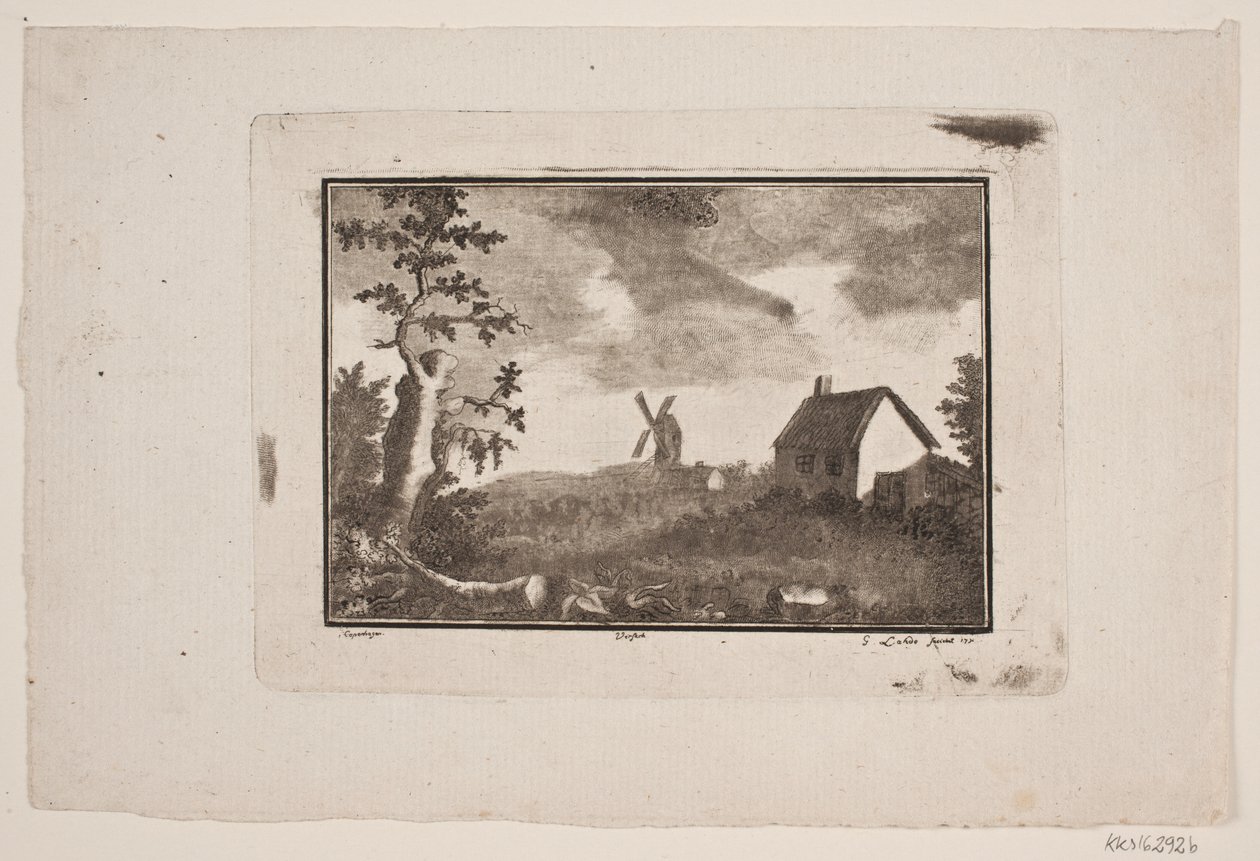 Landscape with House and Mill by Gerhard Ludvig Lahde