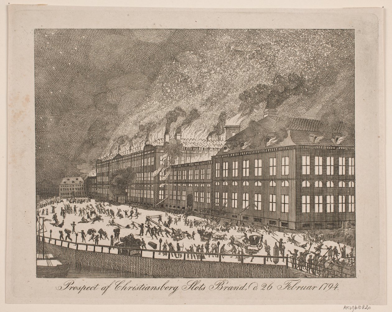 View of the Fire at Christiansborg Palace on February 26, 1794 by Gerhard Ludvig Lahde
