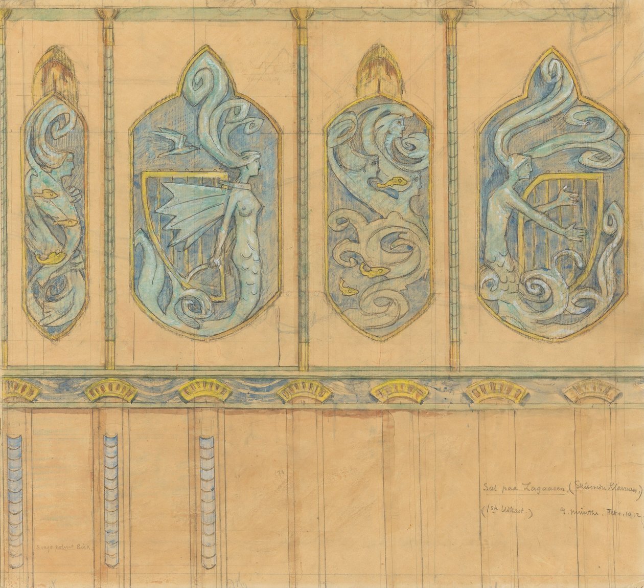 Draft for the Dining Room at Lagåsen by Gerhard Munthe