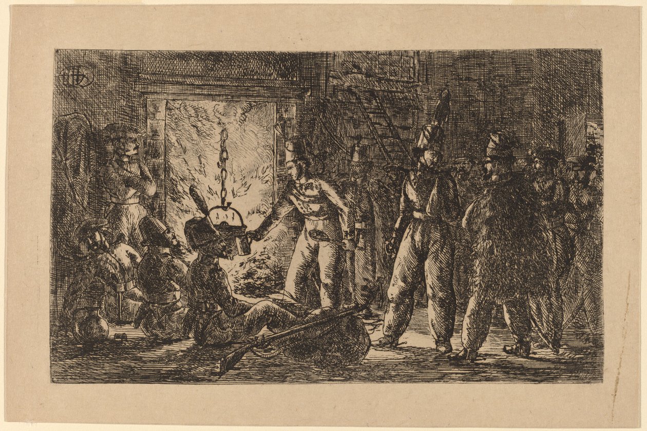 Cossacks Before a Fireplace by Gerhardus Emaus de Micault