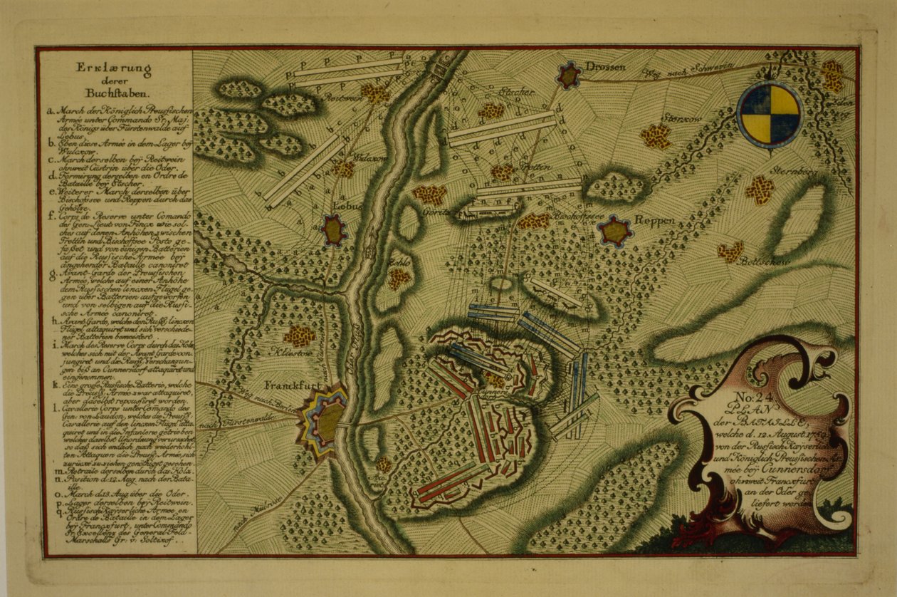 Plan of the Battle of Kunersdorf, August 12th, 1759 by German School