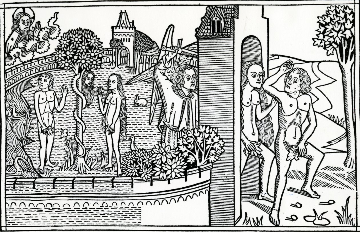 The Fall of Man, Illustration from the Quentell Bible, published in 1478 by German School