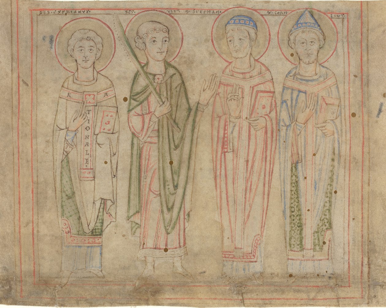 Saints Cyprian, Vitus, Stephan, and Cornelius by German 12th Century