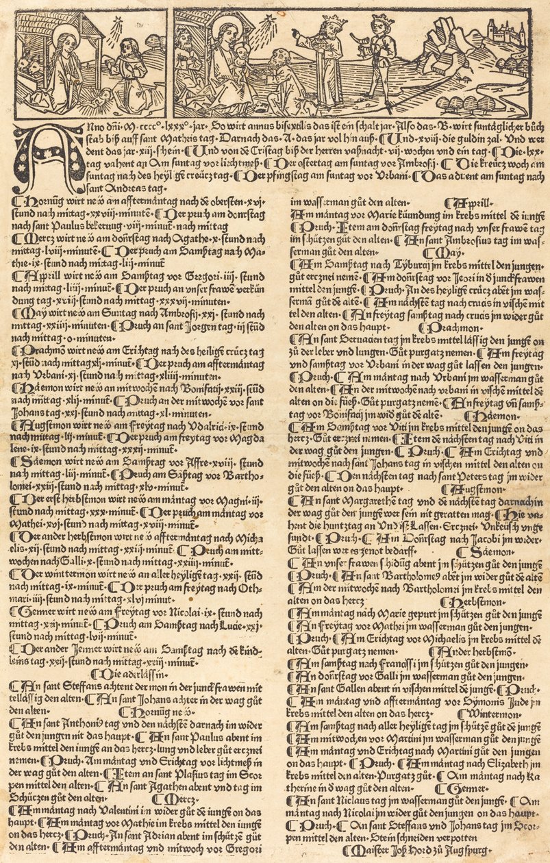 Calendar with the Nativity and Adoration by German 15th Century