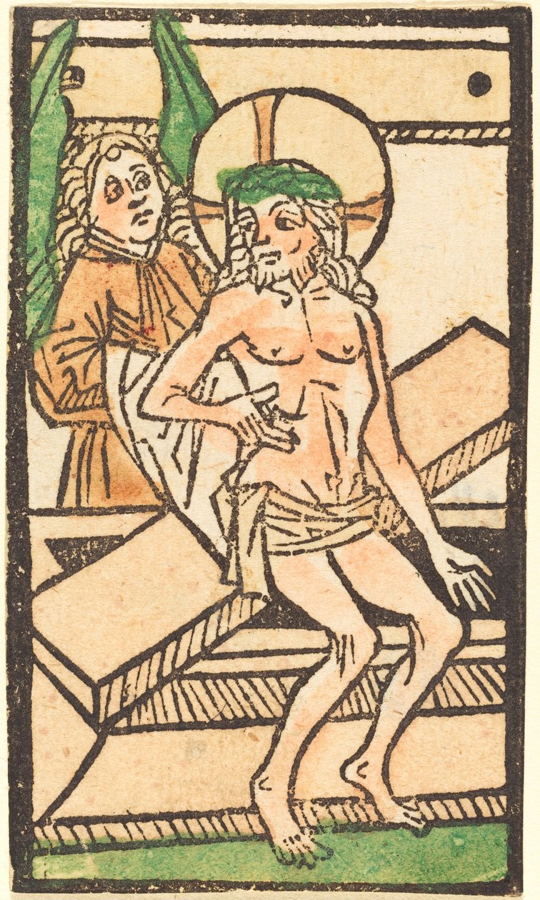 Christ Sitting on His Tomb with One Angel by German 15th Century