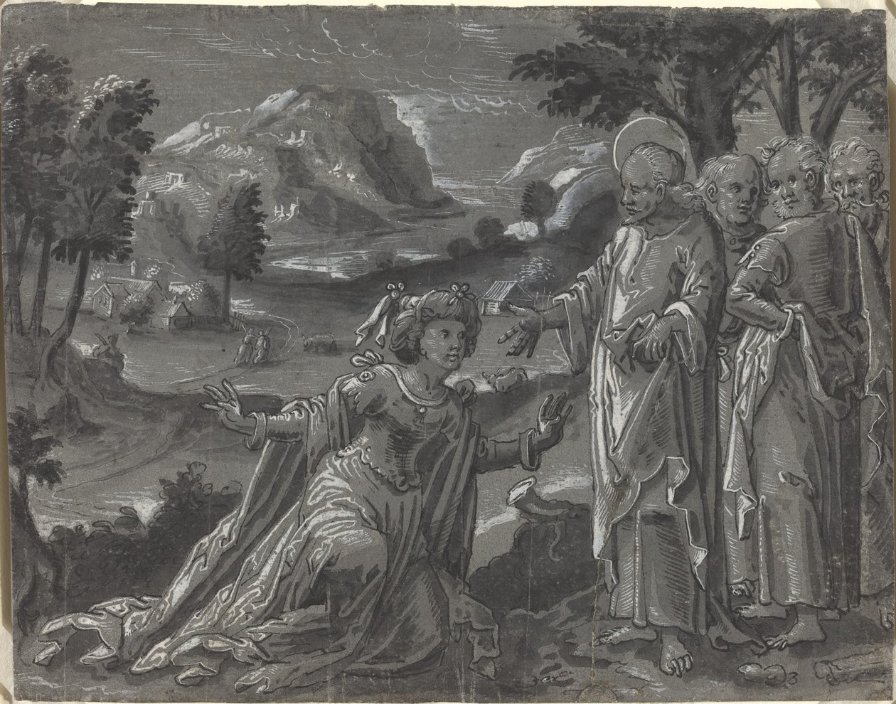 Christ and the Adulteress (recto) by German 16th Century