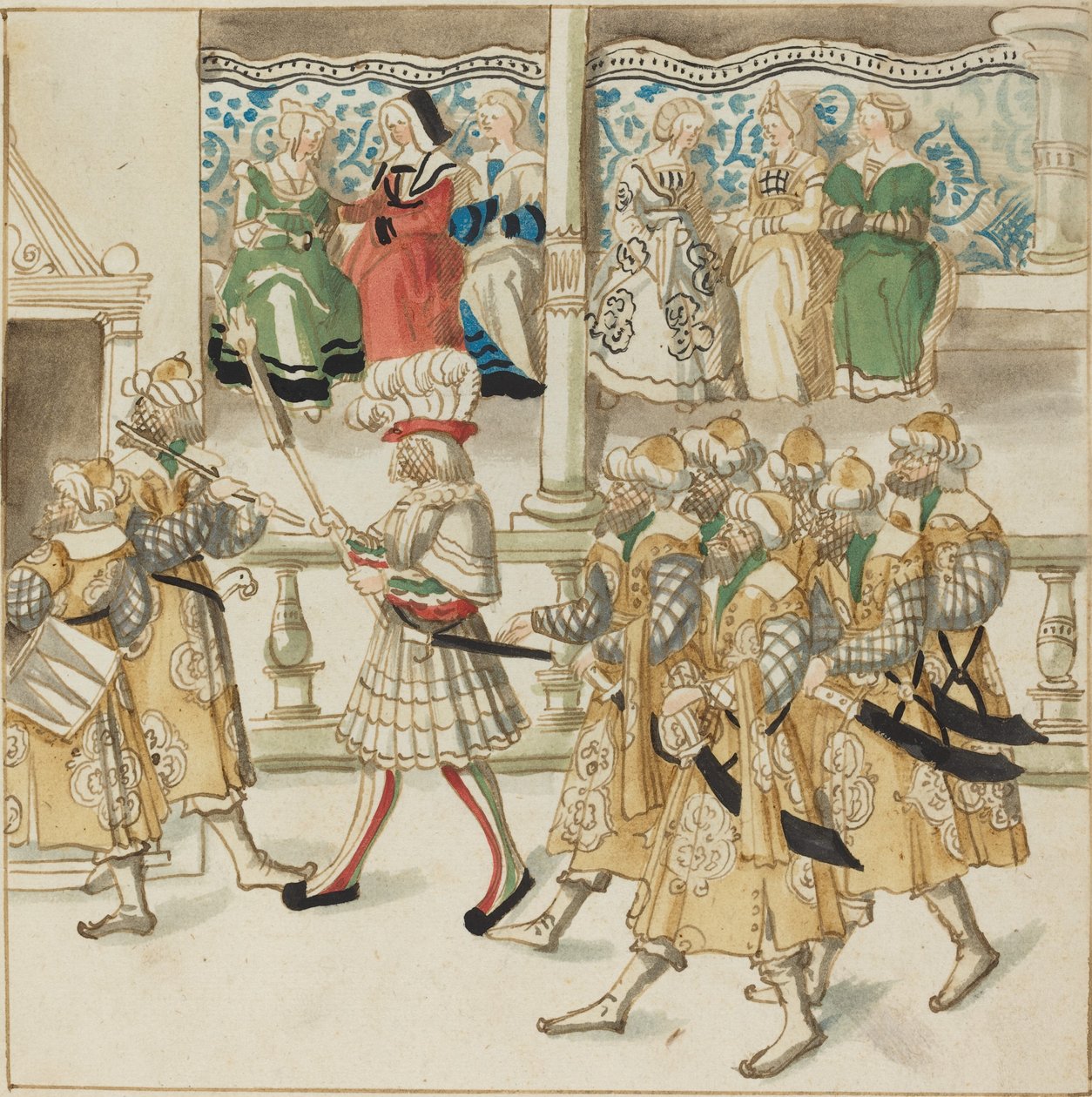 Parading Knights in Oriental Costume by German 16th Century