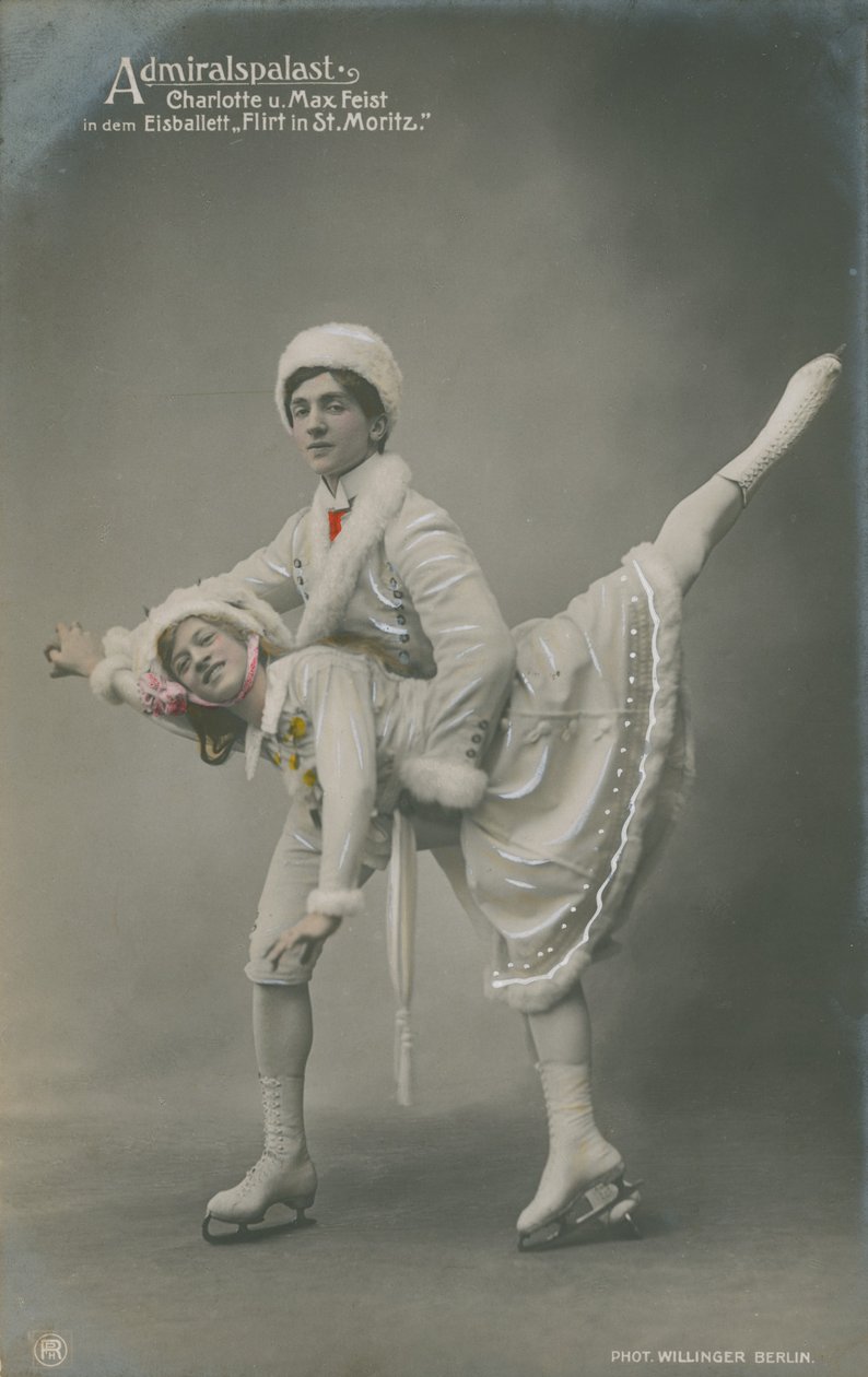 Postcard of Ice Skaters, Sent in 1913 by German Photographer