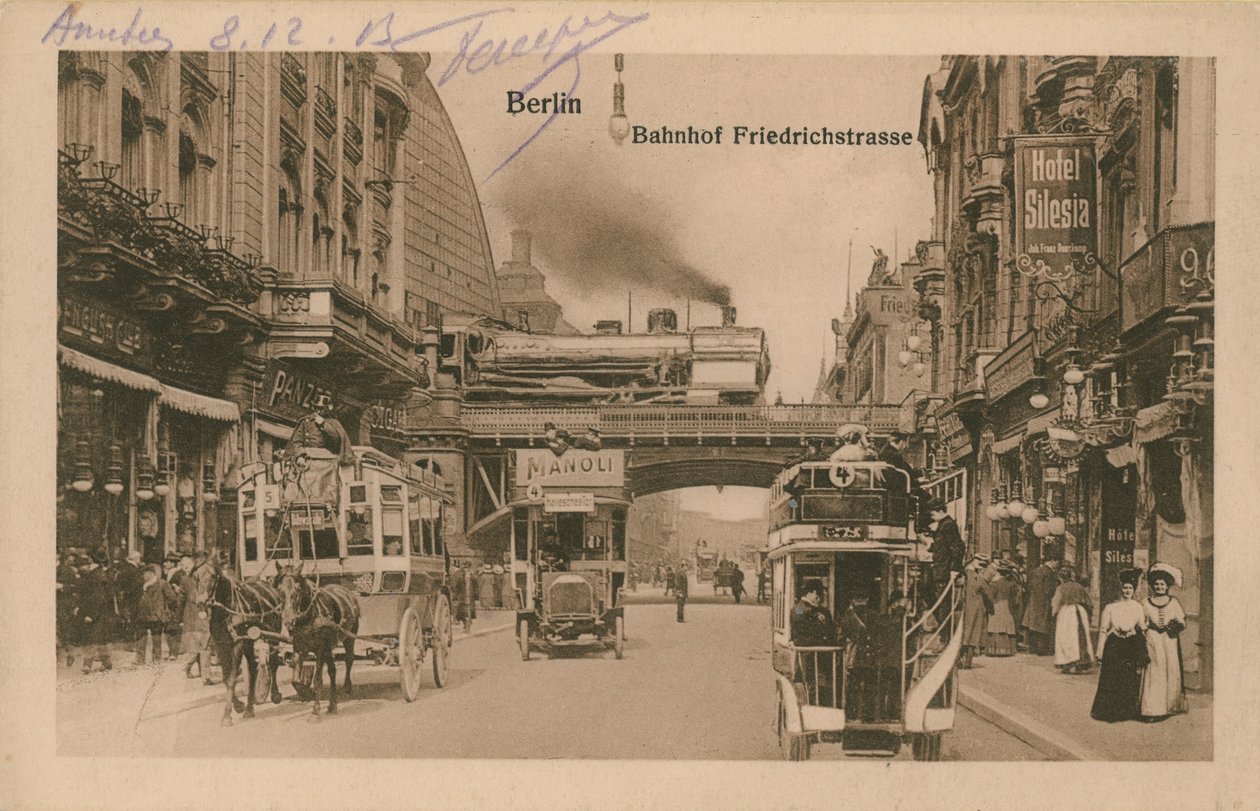 Postcard of the Railway Station at Friedrichstrasse, Berlin, Sent in 1913 by German Photographer