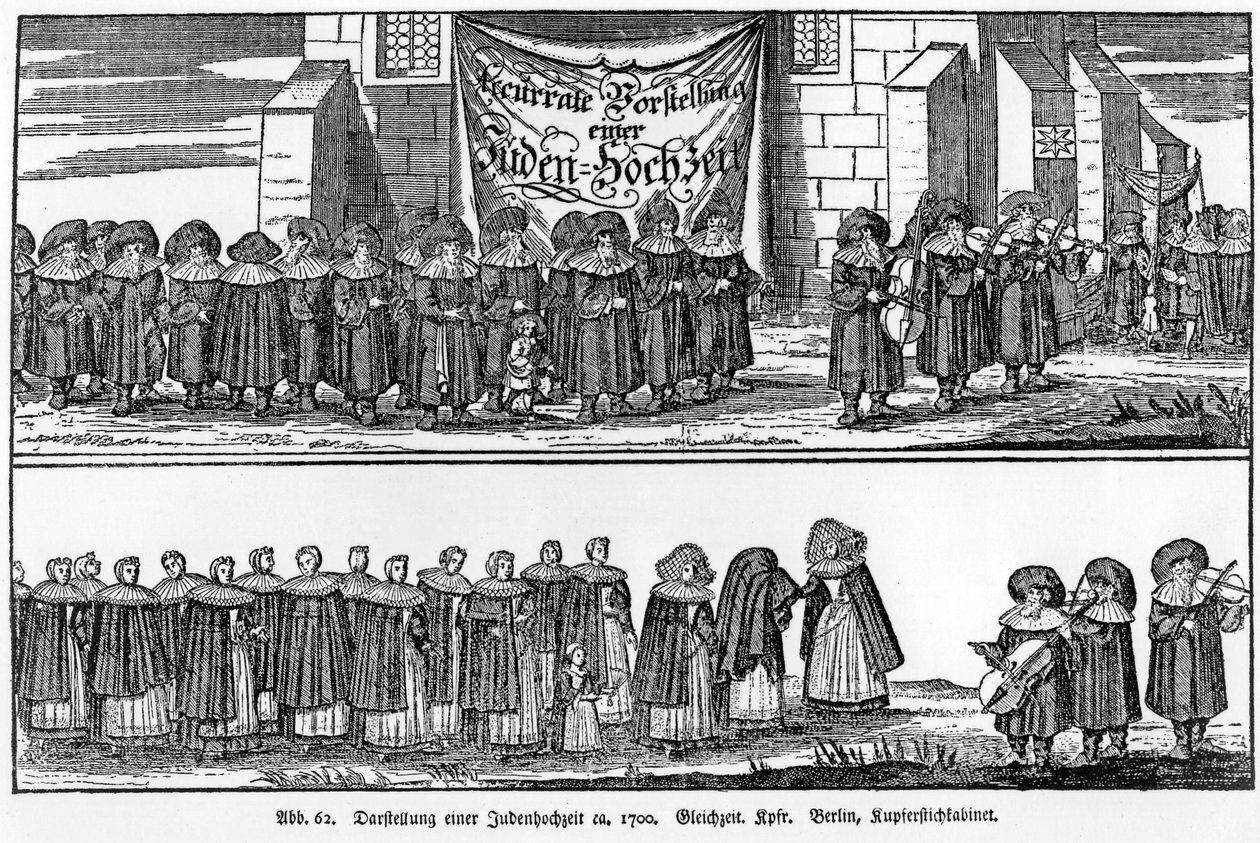 A Jewish wedding procession by German School