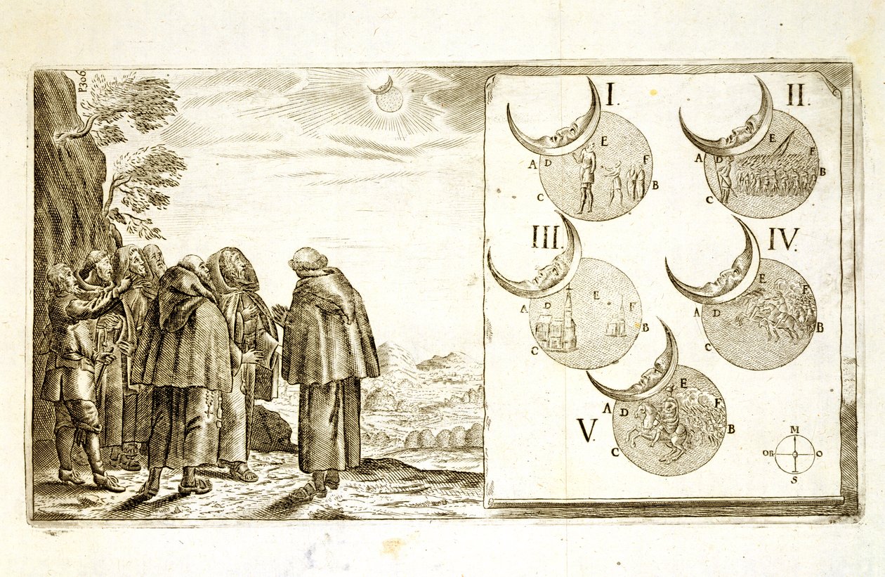 A Military Attack Plotted in Accordance with the Phases of an Eclipse, Illustration from a Book on the Ottoman Campaigns in Europe, Engraved by Paul Furst by German School