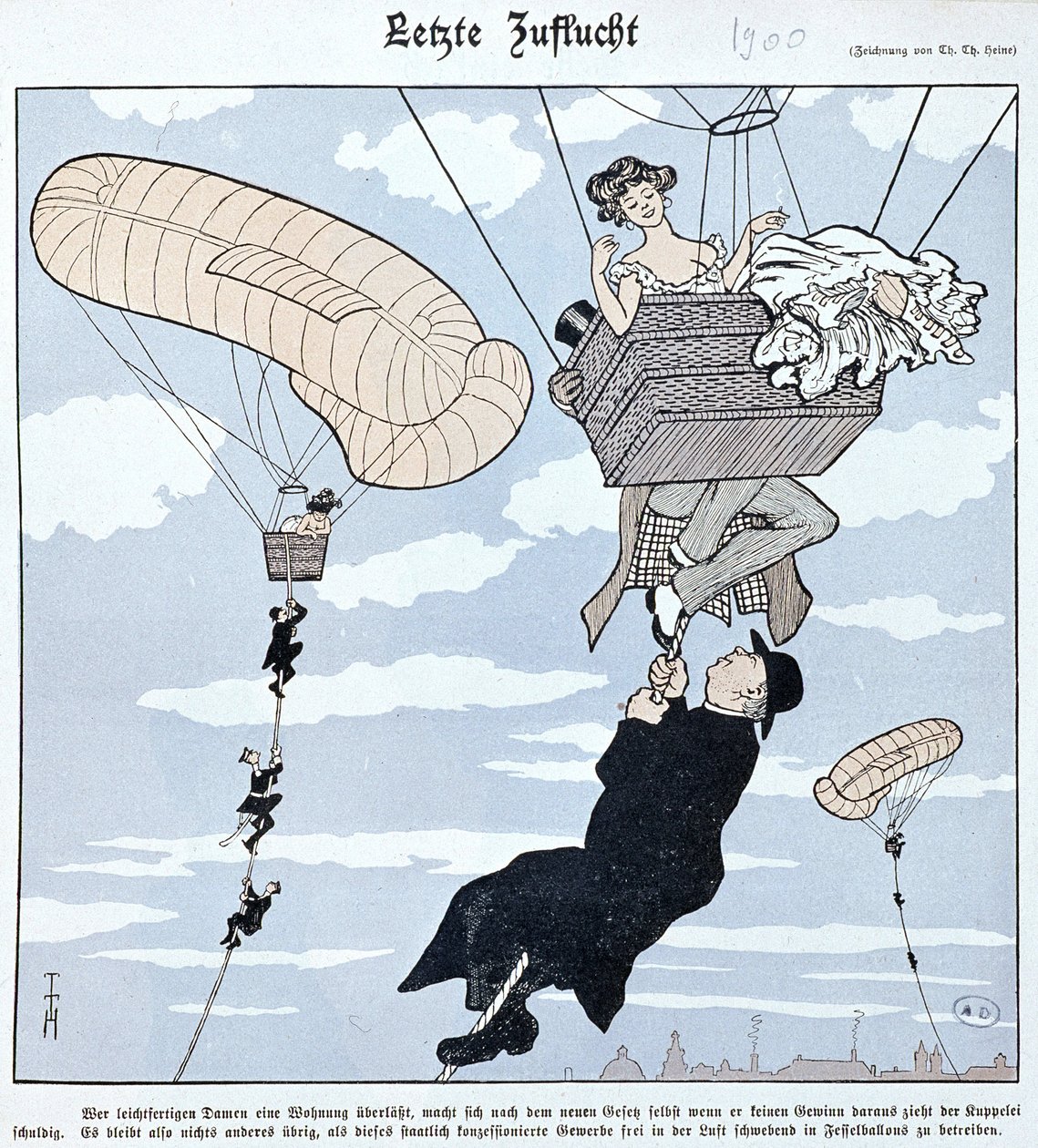 Aerostation: German Cartoon by German School