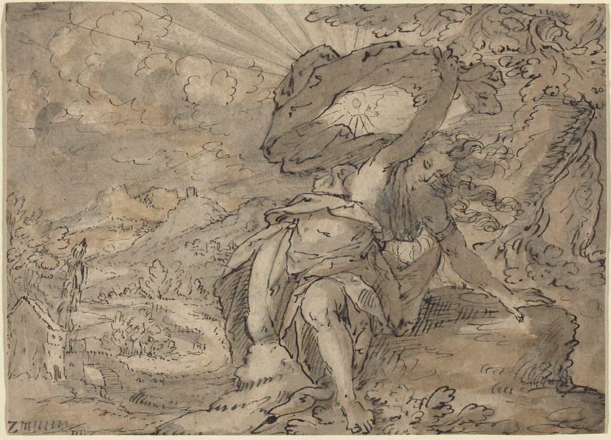 Allegorical Female Figure in a Landscape [recto], c.1600 by German School