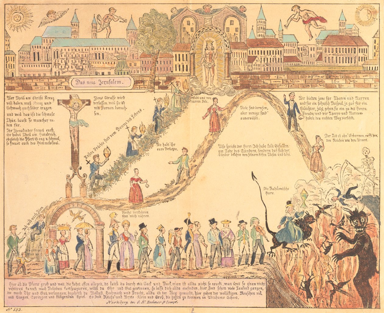 Allegorical Depiction of Christian and Earthly Life, Published by G.N. Benner, Nuremberg, c.1830 by German School