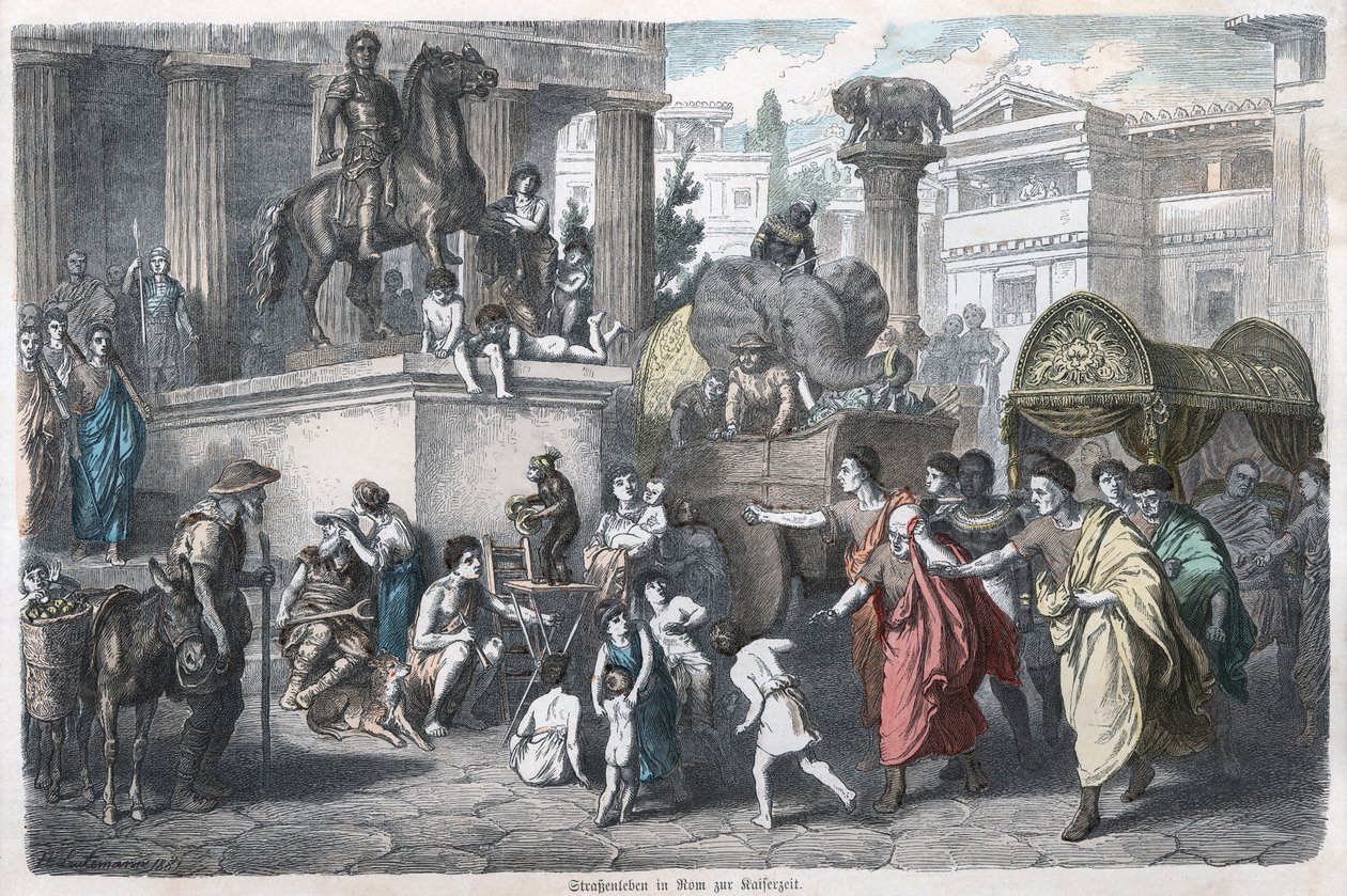Ancient History. Rome. Scene in a Roman Street by German School