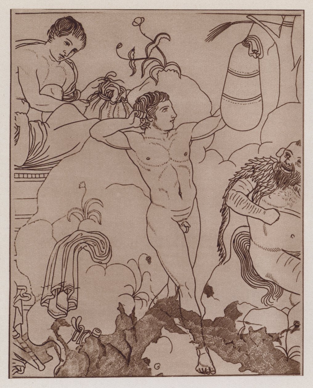 Boxer Training with a Punchbag, Ancient Greek Vase Painting by German School