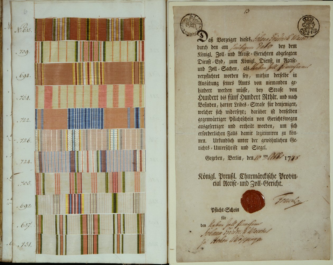Campaign Ribbons and Record of Duty for a Soldier in the Royal Prussian Army by German School